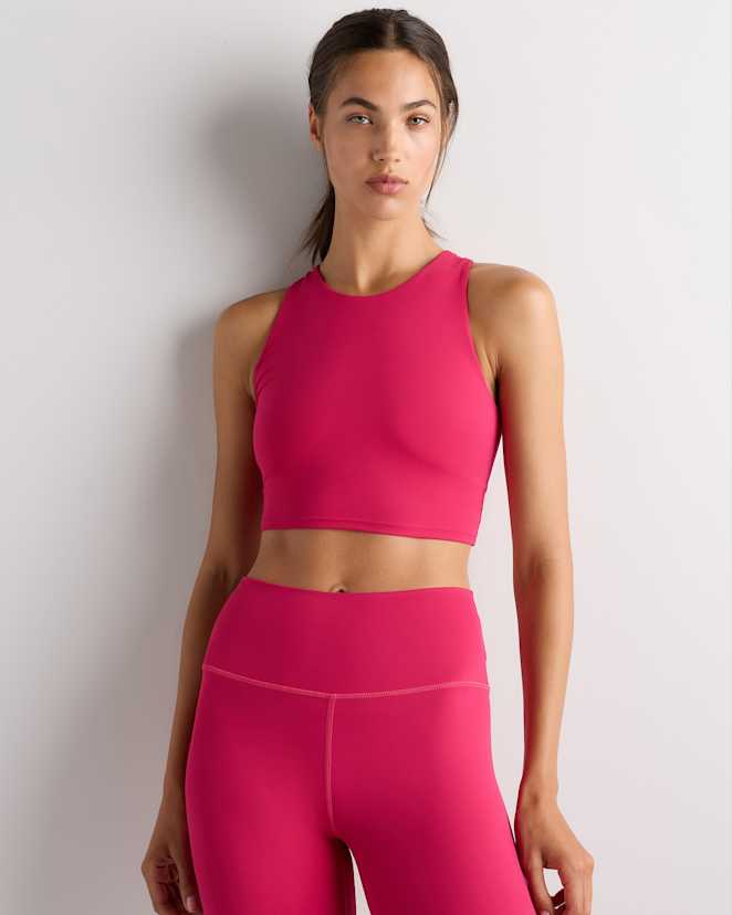 Amaranth Pink Ultra-Form High-Neck Cropped Tank