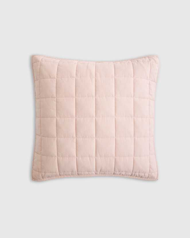 Soft Blush European Linen Box Quilted Euro Sham