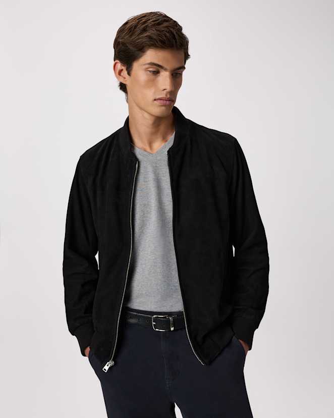 True Black Blouson aviateur à 100 % en suède