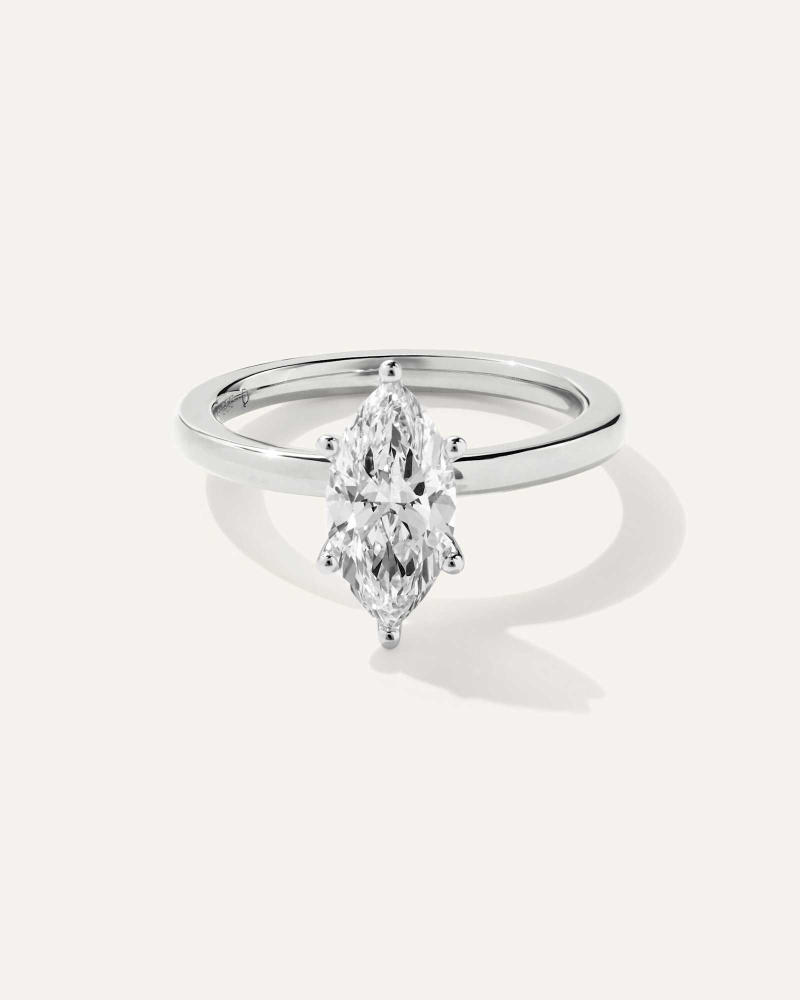 platinum Lab Grown Diamond Marquise Comfort Fit Engagement Ring - 1.5ct
