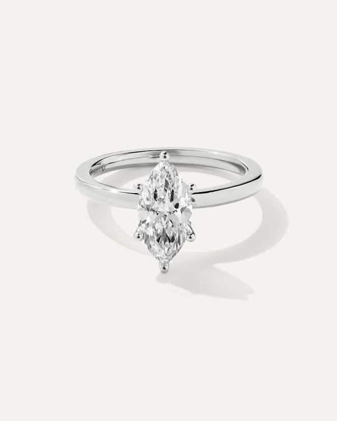 Platinum Lab Grown Diamond Marquise Comfort Fit Engagement Ring