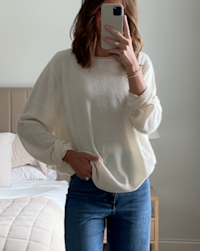 Mongolian Cashmere Crewneck Sweater Ivory Victoria Schneider 4x5