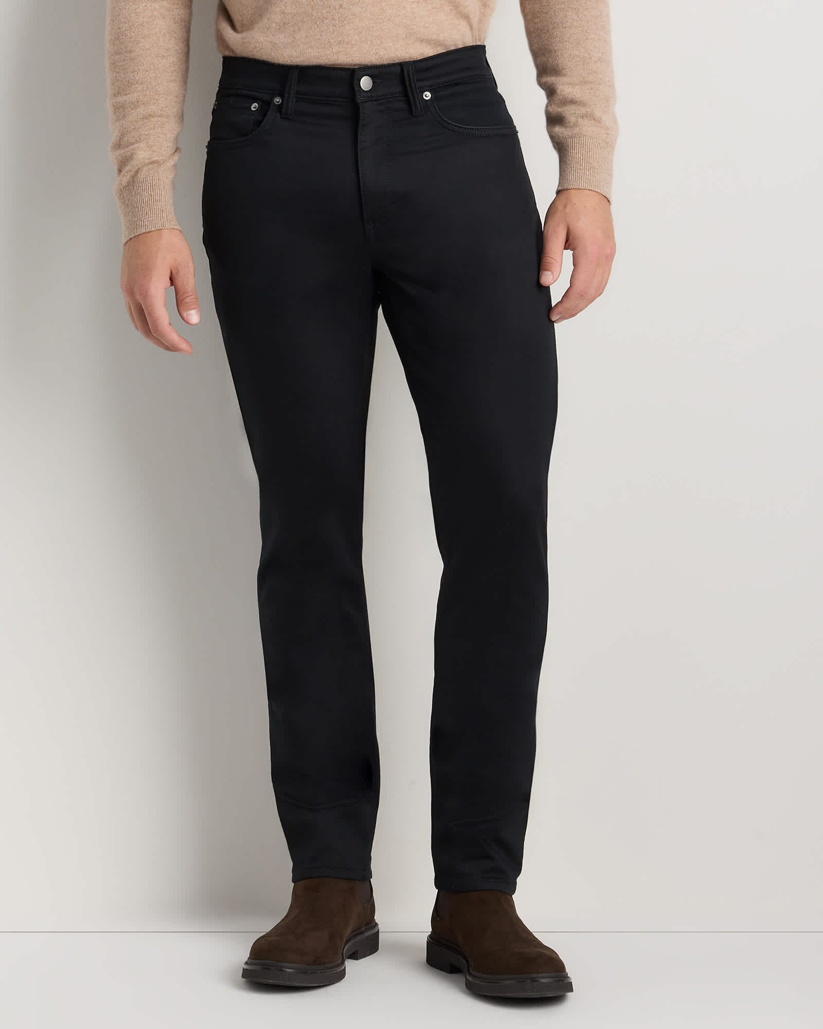 black Comfort Stretch Traveler 5-Pocket Pants - Slim