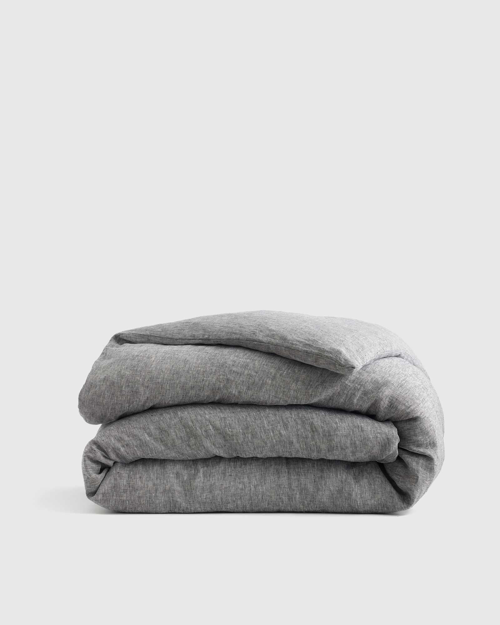 Charcoal European Linen Chambray Duvet Cover