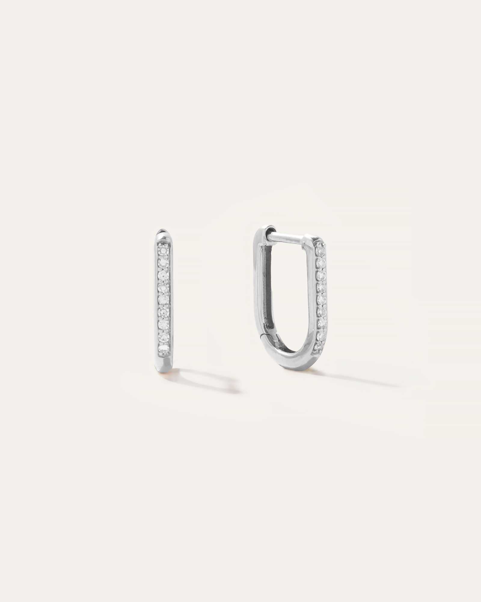 14K WGold Pave Diamond U Hoops1