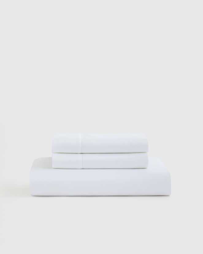 White Giza Egyptian Cotton Sateen Fitted Sheet Set