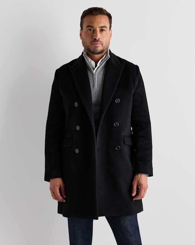 Black Camel Hair Double-Breasted Overcoat
