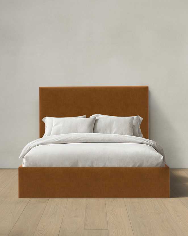 Copper Square Bed in Performance Velvet