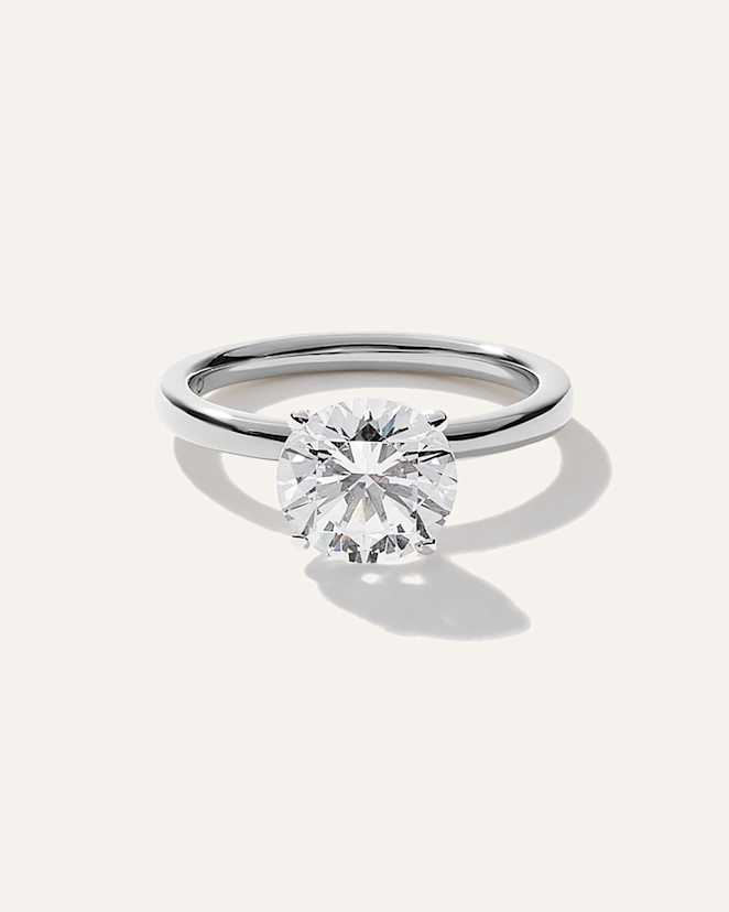 White Gold Lab Grown Diamond Round Comfort Fit Engagement Ring - 2ct