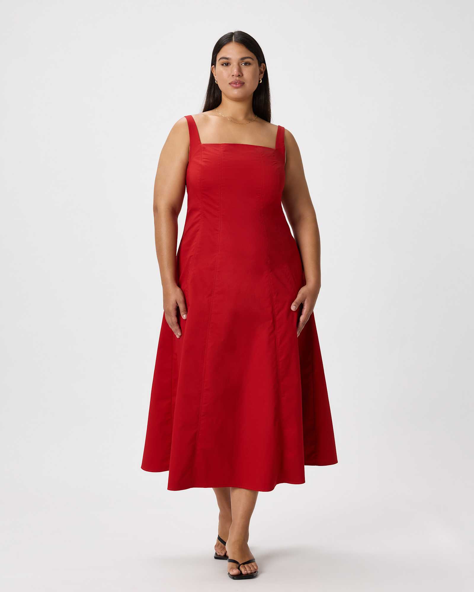 chile Stretch Twill Fit & Flare Midi Dress
