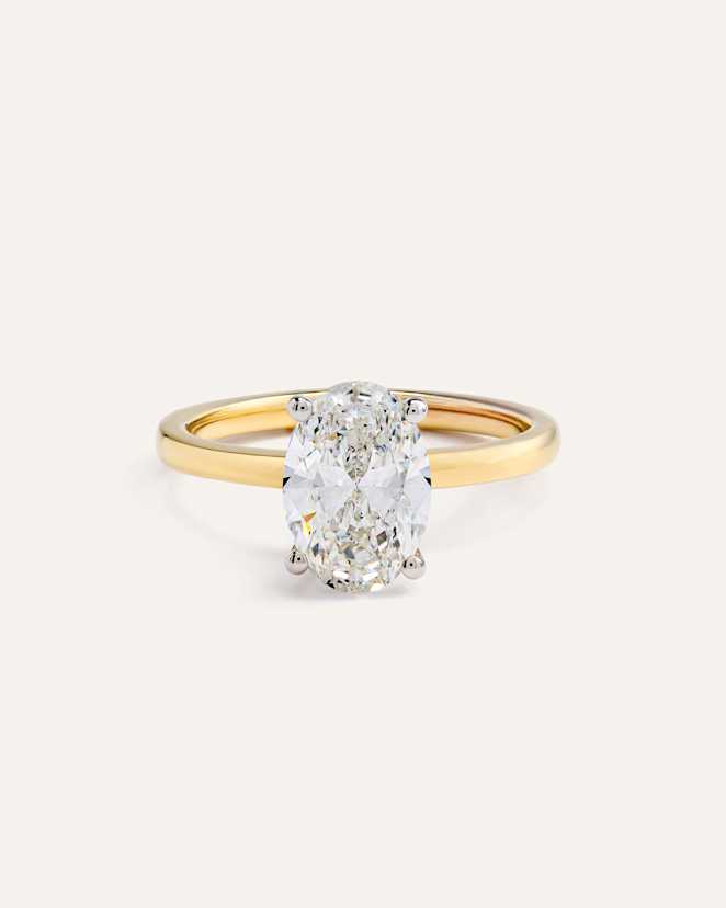Yellow Gold Lab Grown Diamond Oval Comfort Fit Engagement Ring - 2ct