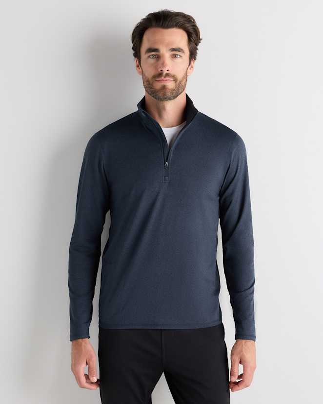 Heather Deep Navy Flowknit Performance Half-Zip