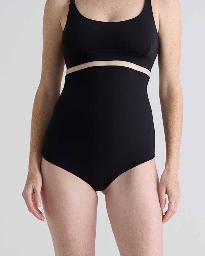 Black Second Skin Maternity Ultra High-Waisted Thong (3-pack)