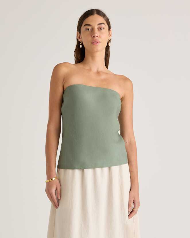 Light Cargo 100% European Linen Strapless Top