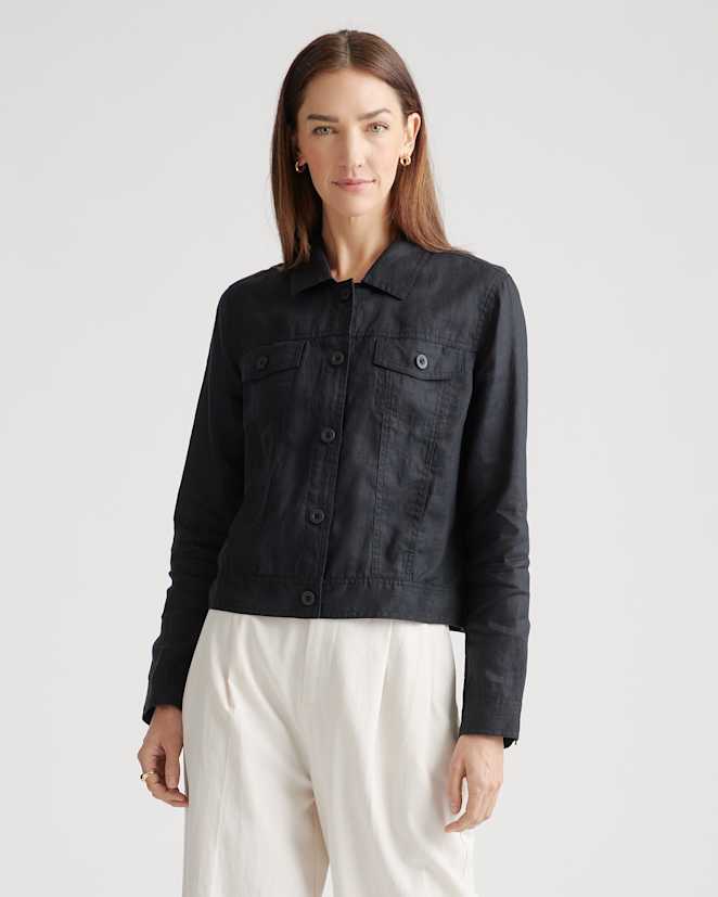 Black 100% European Linen Jacket