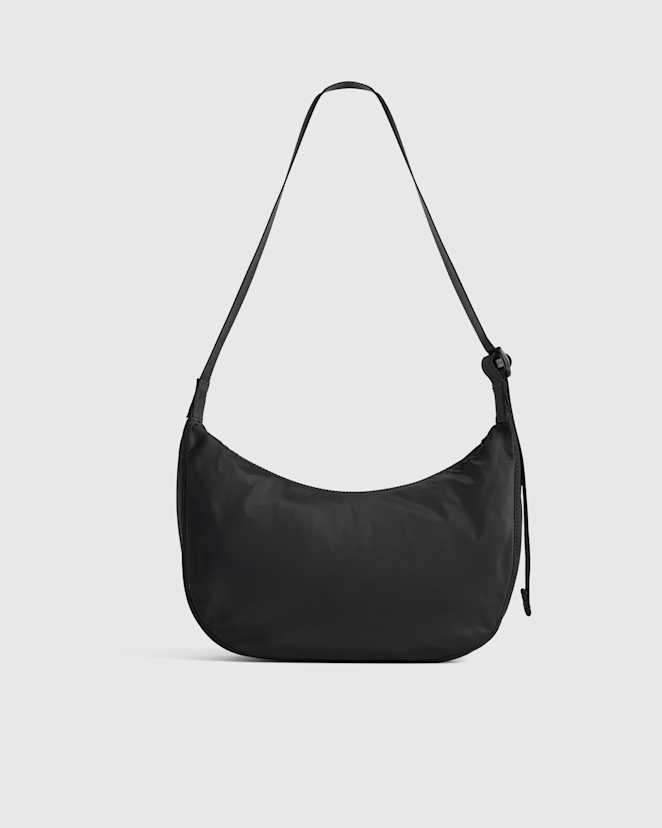 Black Revive Nylon Crescent Shoulder Bag