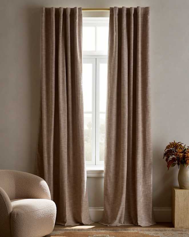 Flax Textured Cotton Room Darkening Curtain