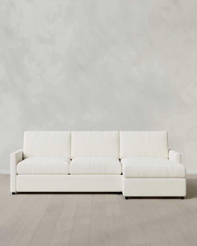 Snow Brennan Performance Chenille Linen Blend Chaise Sectional