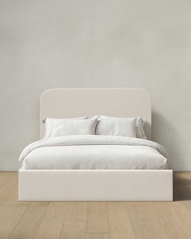Ivory Curved Bed in Performance Linen