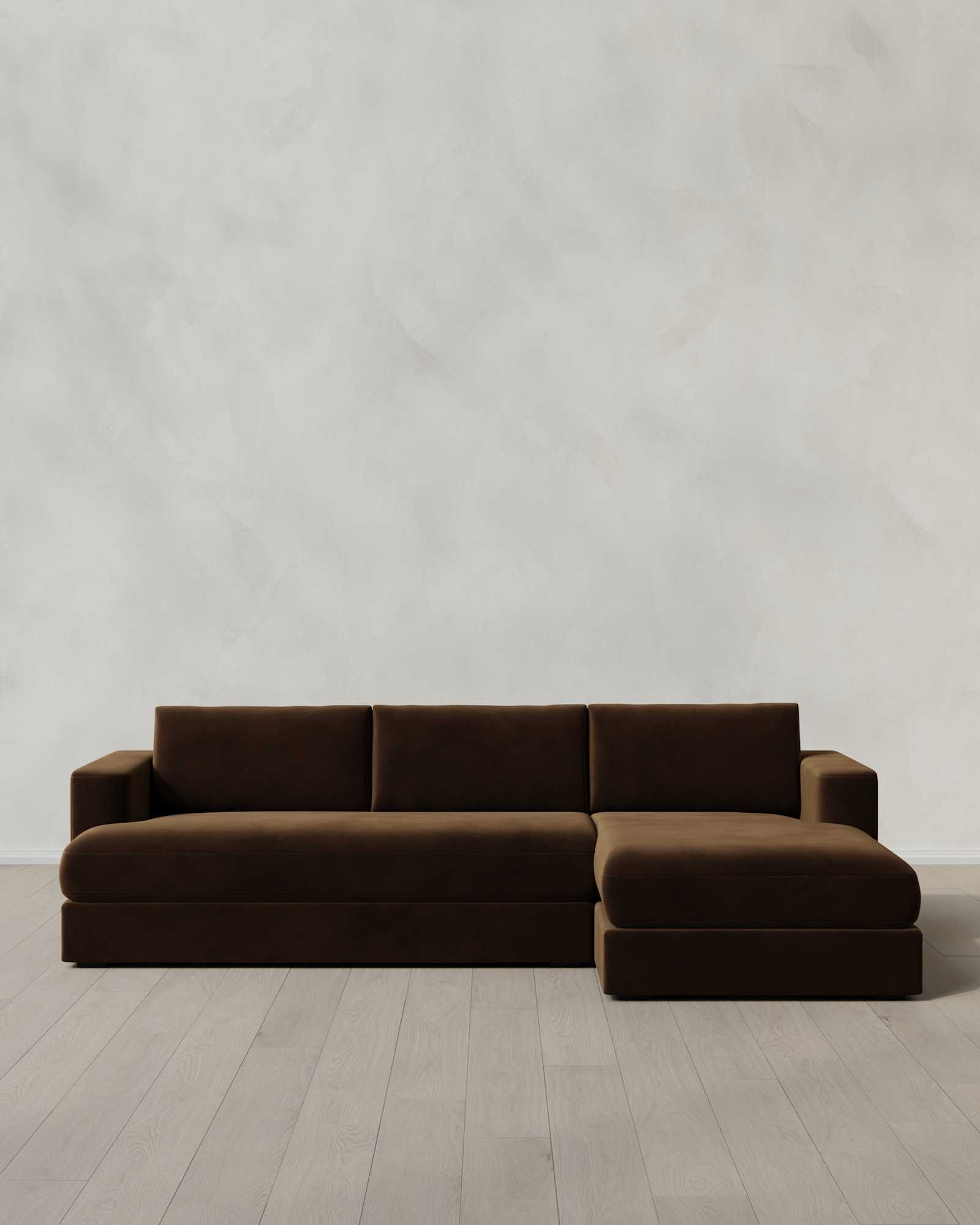 Java Sierra Curved Arm Chaise Sectional in Performance Velvet