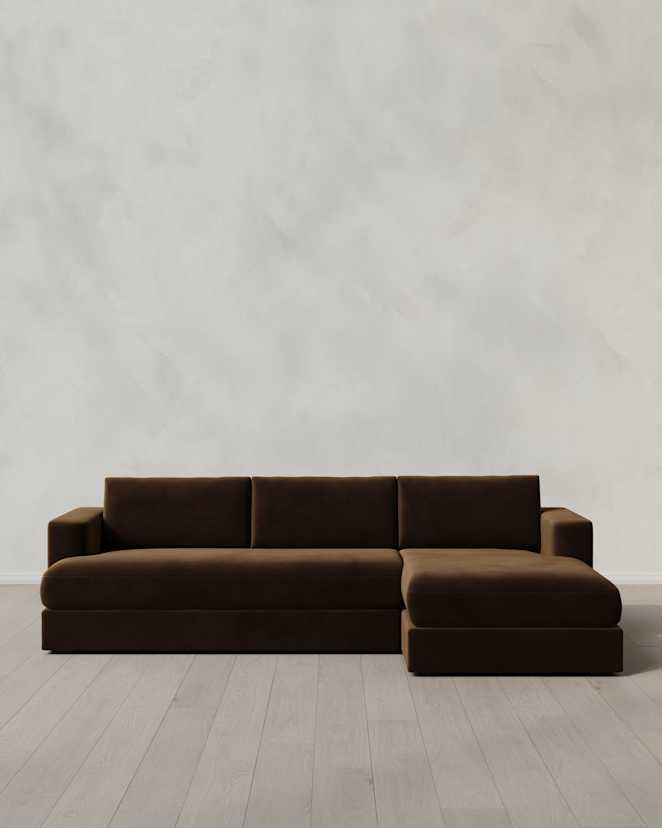 Java Sierra Curved Arm Chaise Sectional in Performance Velvet