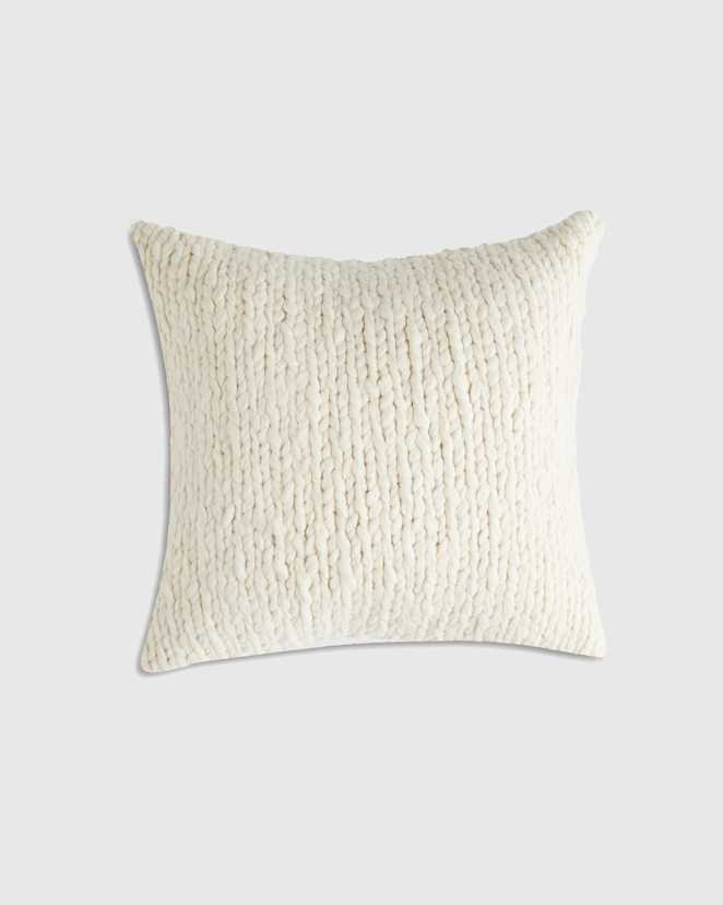 Ivory Chunky Hand Knit Wool Pillow Cover