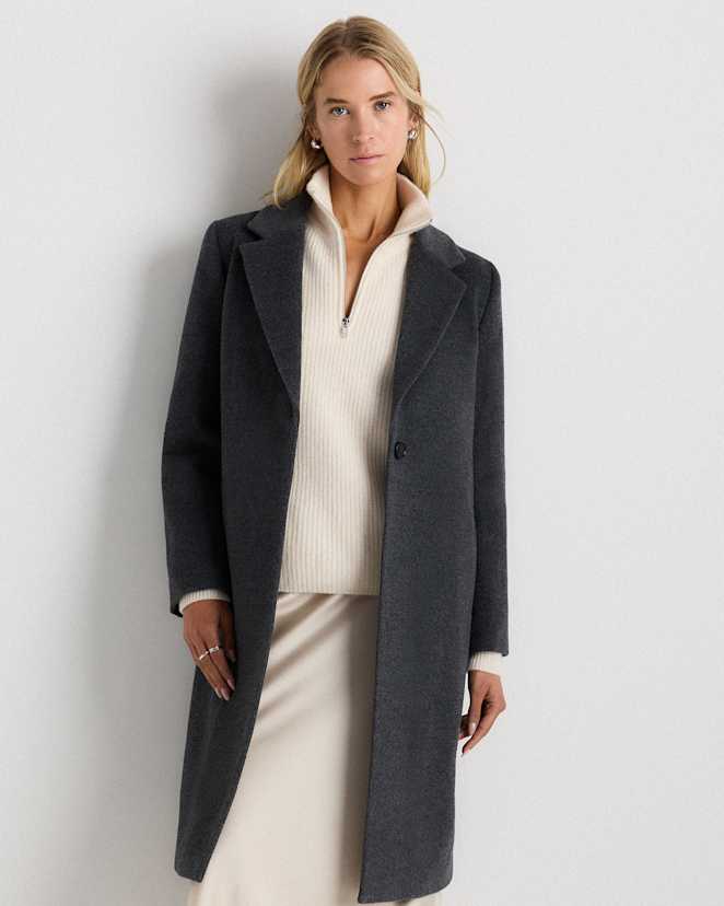 Heather Charcoal Wool Cashmere Classic Single-Breasted Coat