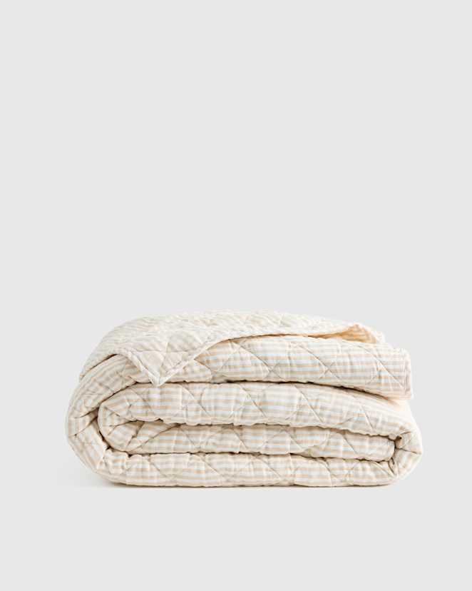 Natural/White Stripe European Linen Stripe Quilt