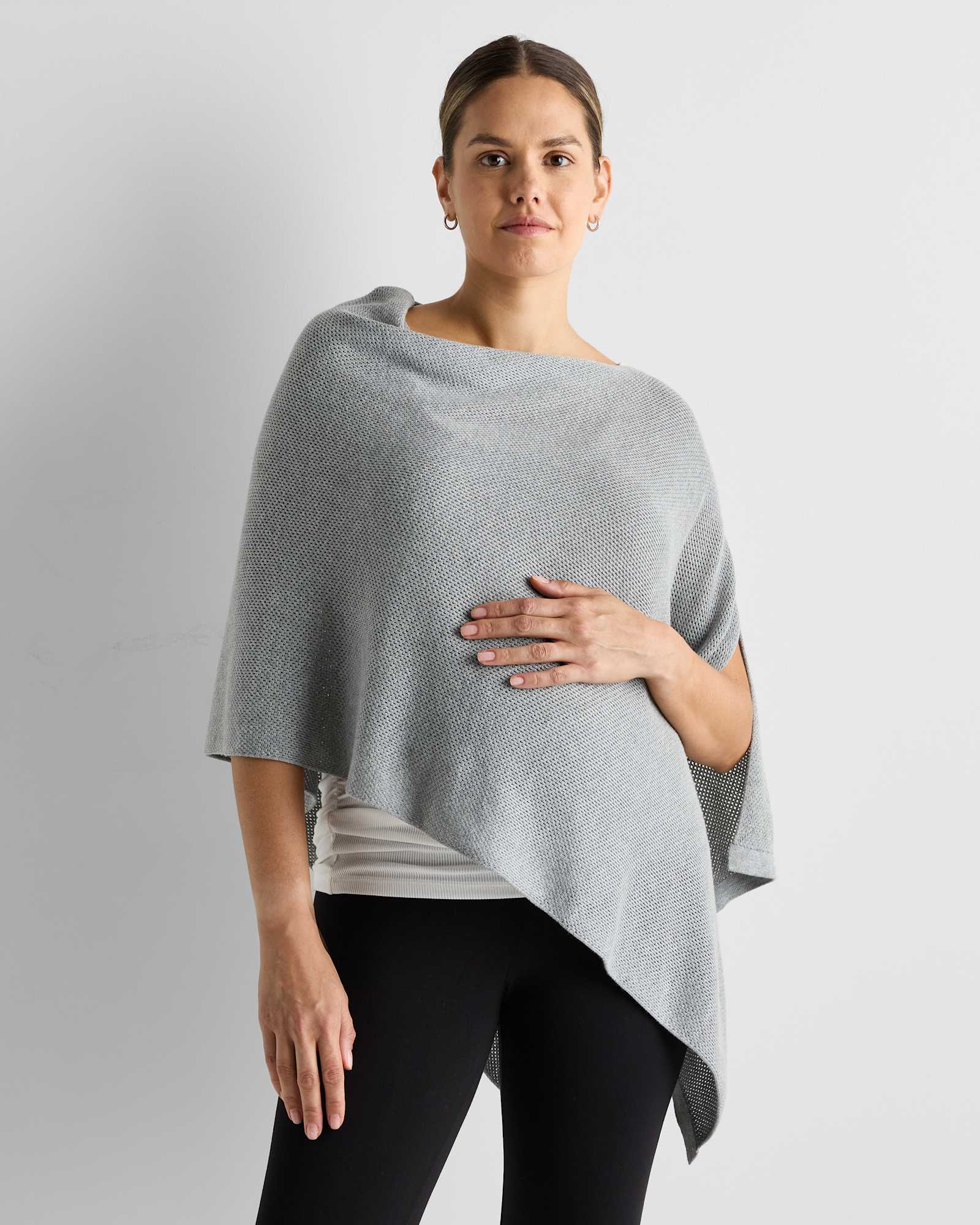 heather-grey Lightweight Cotton Cashmere Nursing Shawl