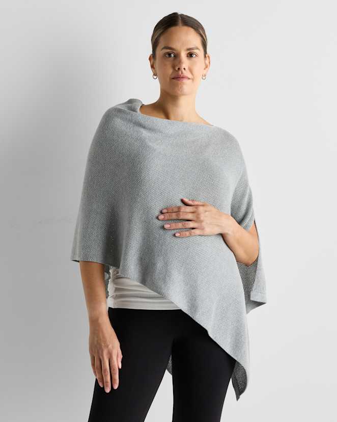 Heather Grey Lightweight Cotton Cashmere Nursing Shawl