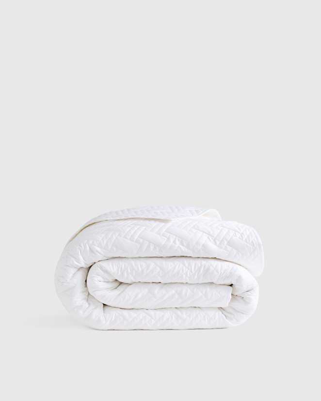 White Organic Cotton Basketweave Quilt