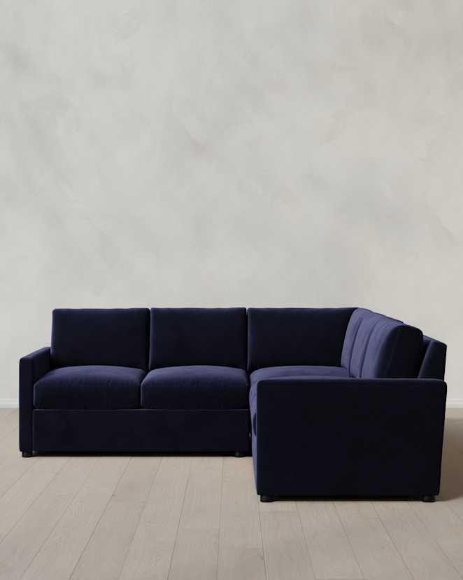 Midnight Brennan L Sectional in Performance Velvet