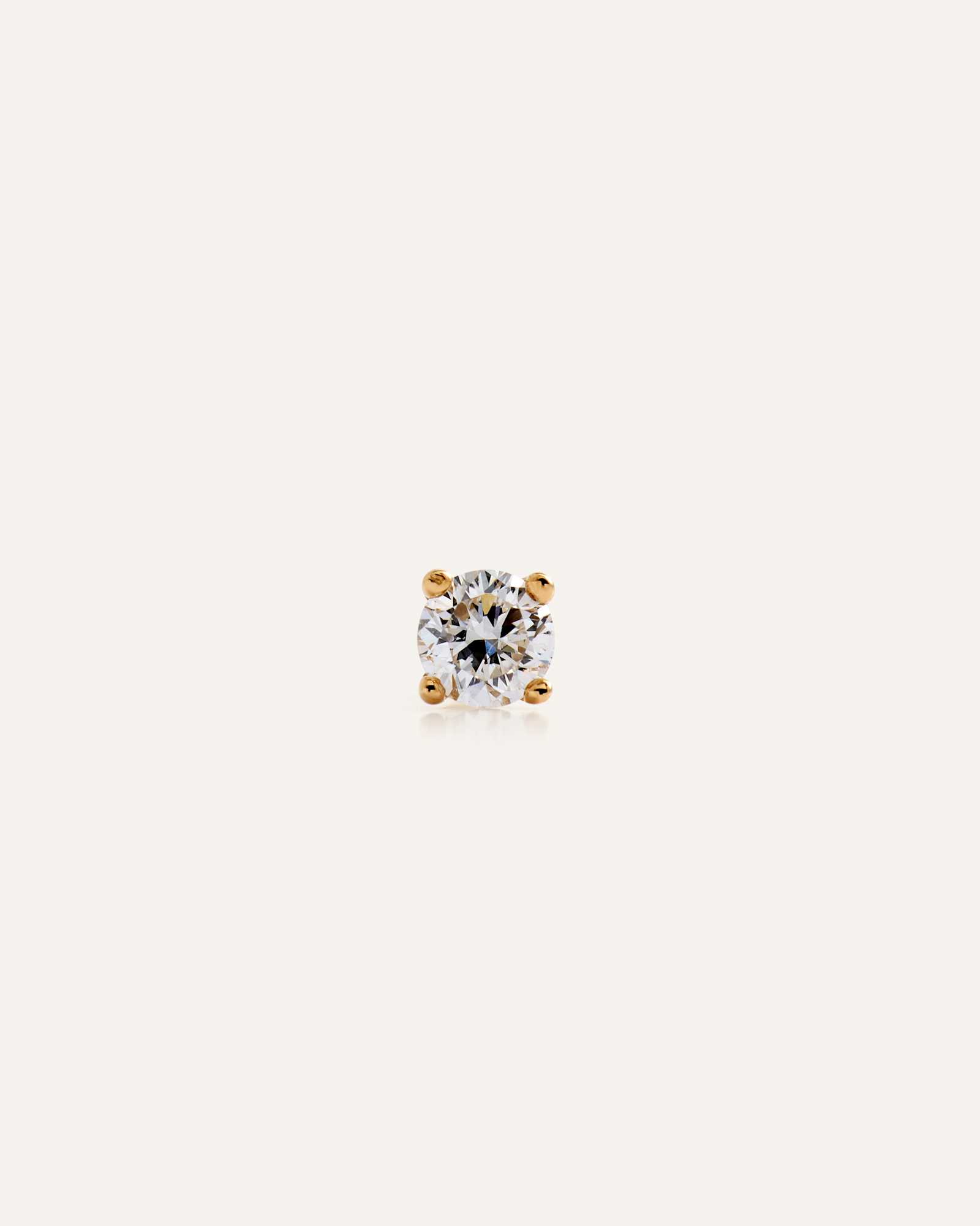 Yellow Gold 14K Gold Lab Grown Diamond Round Tiny Flat Back Stud - Single