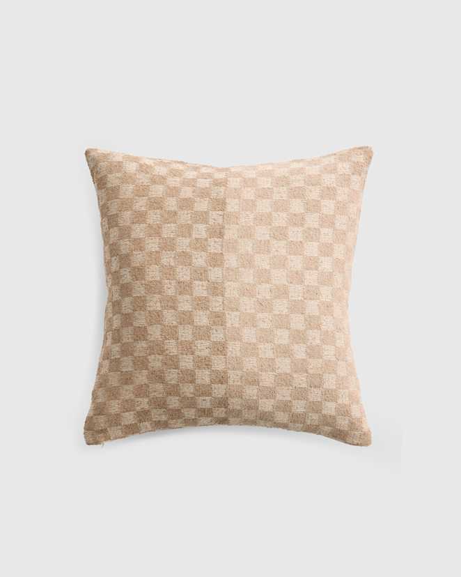Natural Silk Cashmere Checkered Pillow Cover