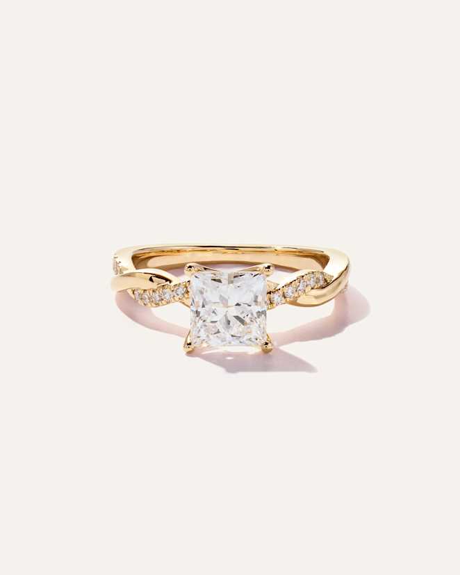 Yellow Gold Lab Grown Diamond Princess Twisted Engagement Ring - 1.5ct