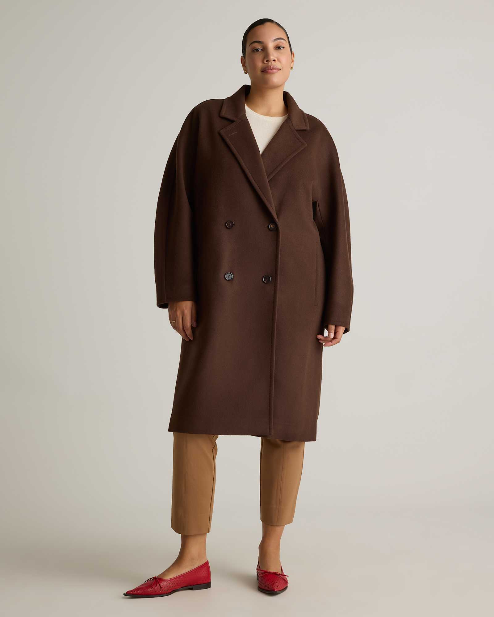 dark-chocolate Italian Wool Double-Breasted Slouch Coat