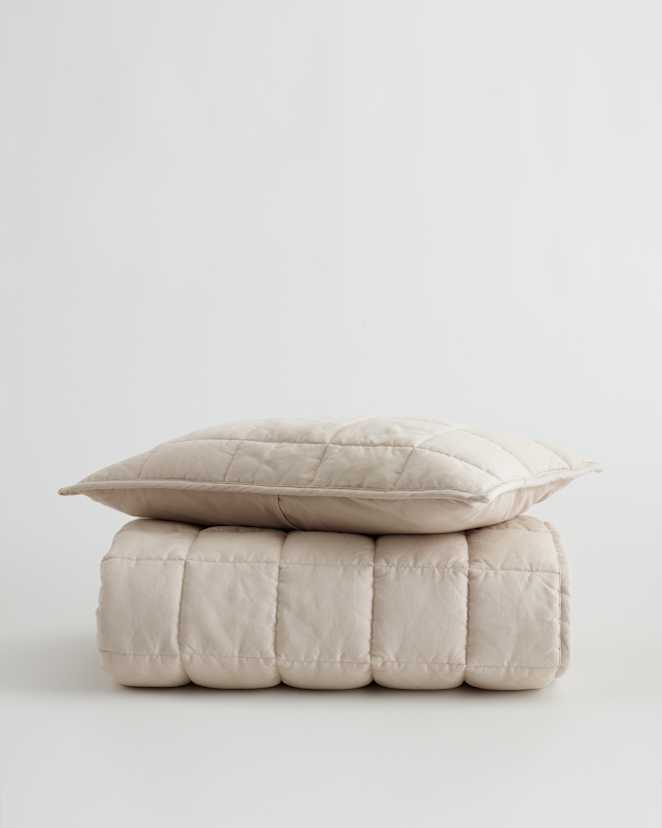 Sand European Linen Toddler Quilt & Sham Set