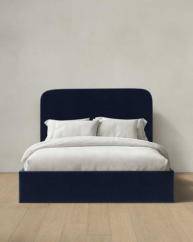 Ocean Curved Bed in Performance Velvet