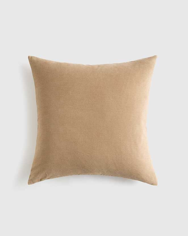 Taupe Housse de coussin en velours côtelé de coton