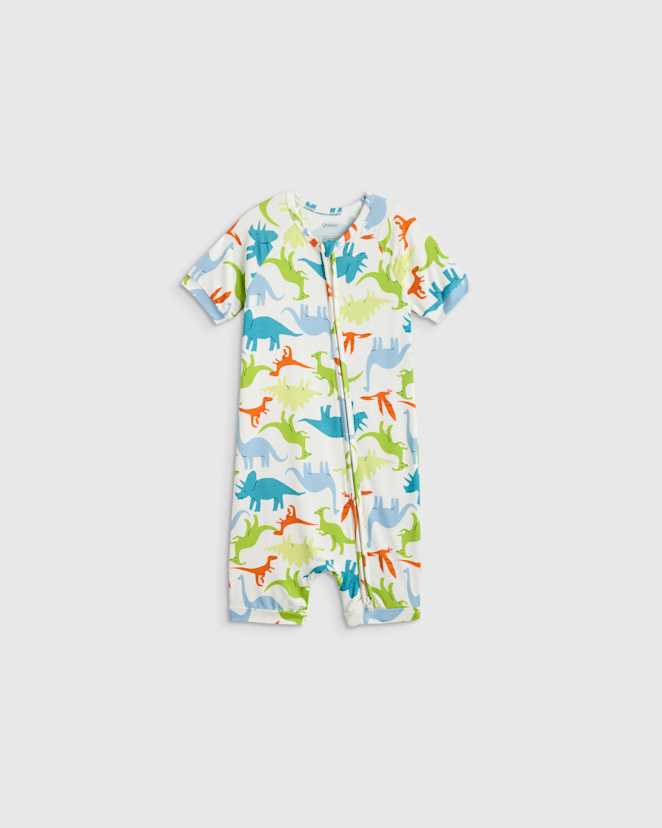 Colorful Dinos Bamboo Shortie Onesie Pajama