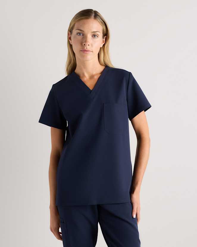 Deep Navy AeraFlex 1-Pocket Scrub Top