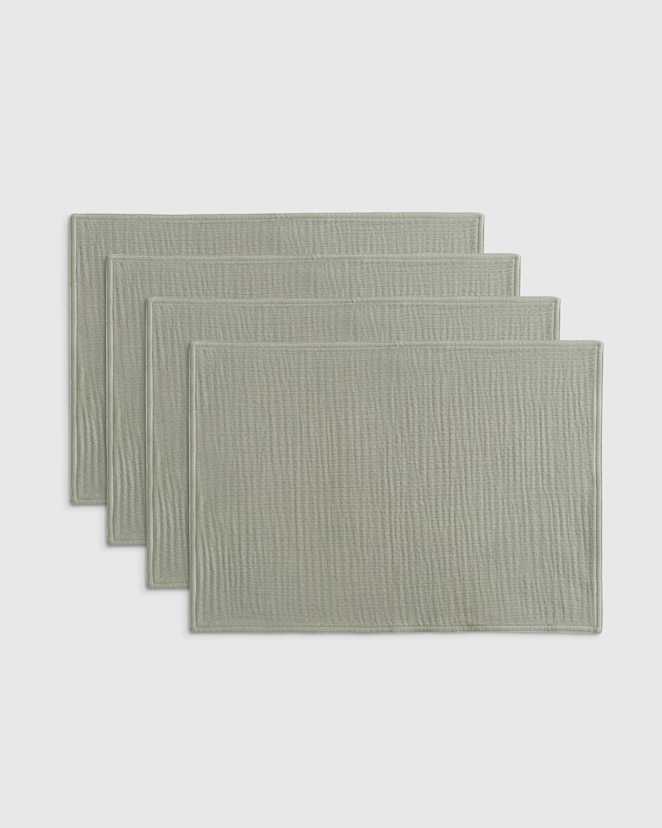 Dried Sage Organic Cotton Gauze Placemats, Set of 4