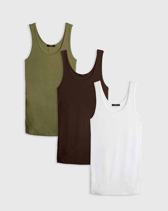 Green Tea Maternity Bamboo Rib Scoop Neck Tank 3 Pack Bundle