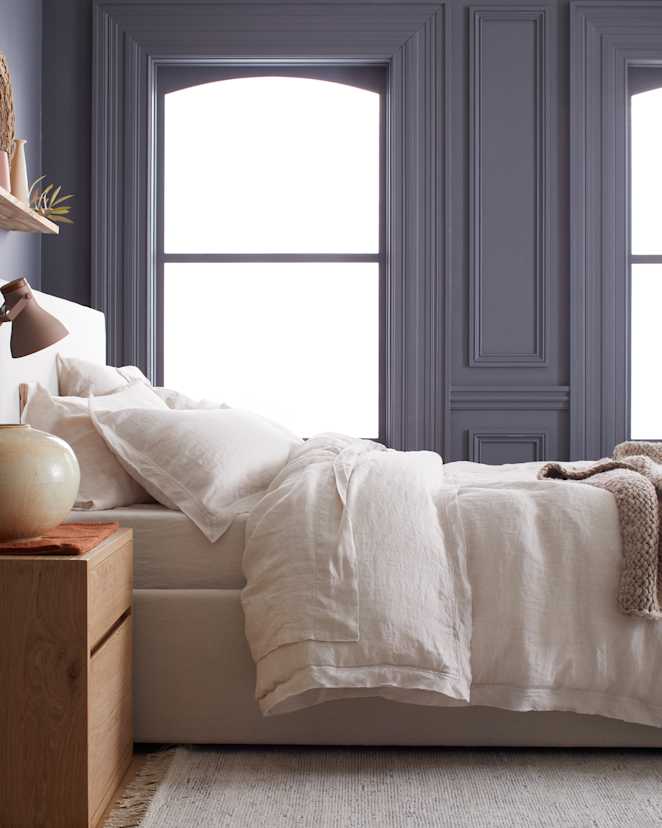 Sand European Linen Double Flange Duvet Cover