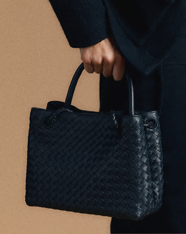 Black Italian Leather Handwoven Satchel