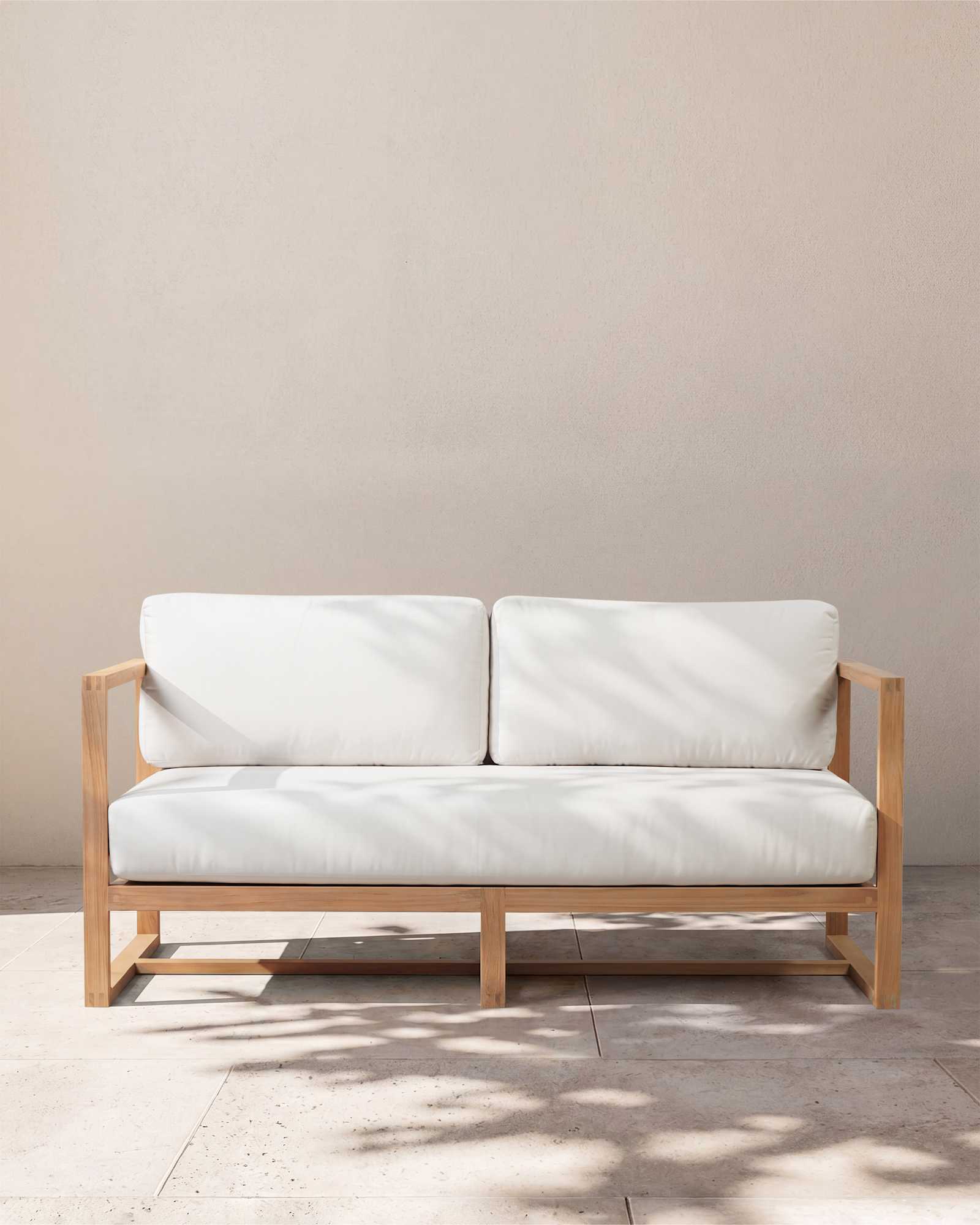 Natural Teak Linear Solid Teak Outdoor Sofa