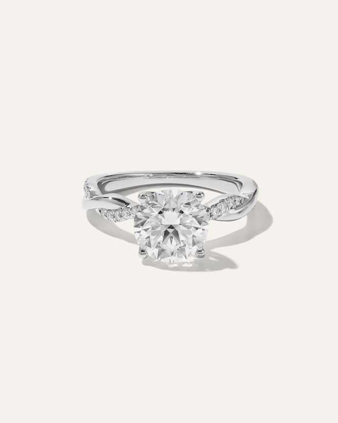 White Gold Lab Grown Diamond Round Twisted Engagement Ring - 2.5ct