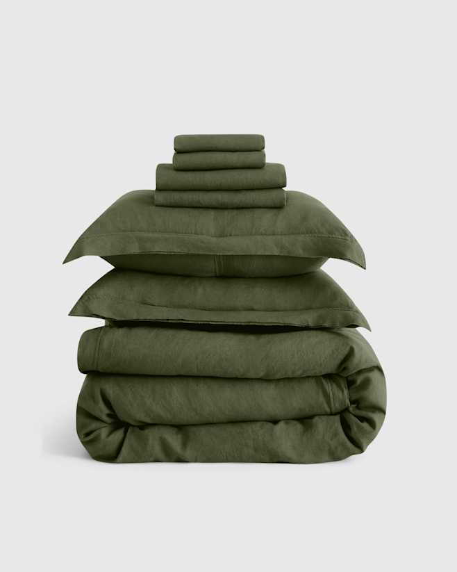 Pine European Linen Double Flange Deluxe Bedding Bundle
