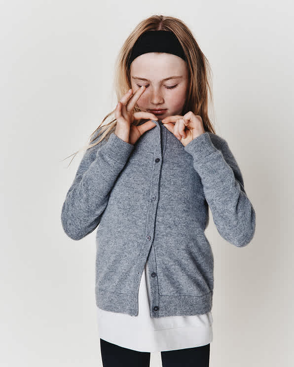 Heather Grey Washable Cashmere Cardigan