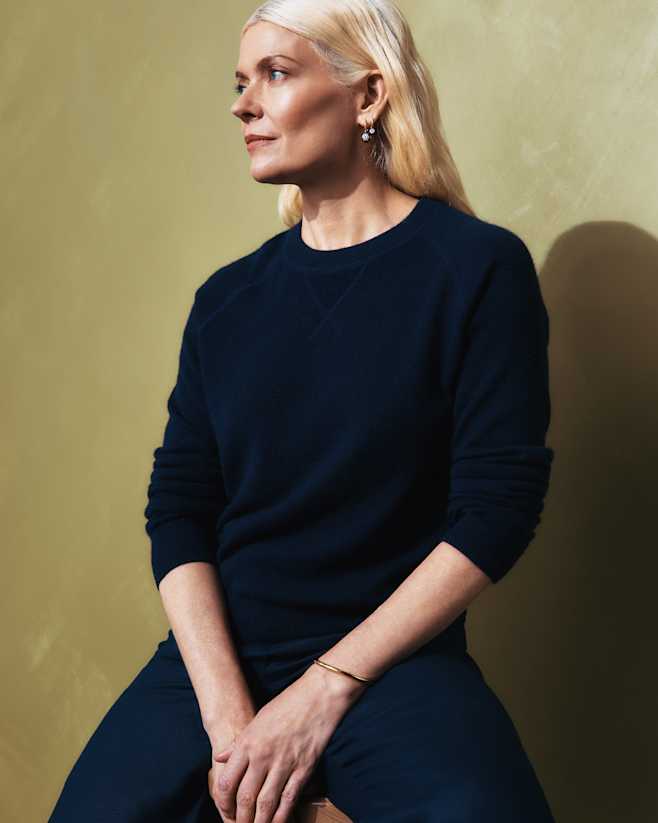 True Navy Mongolian Shrunken Cashmere Sweatshirt